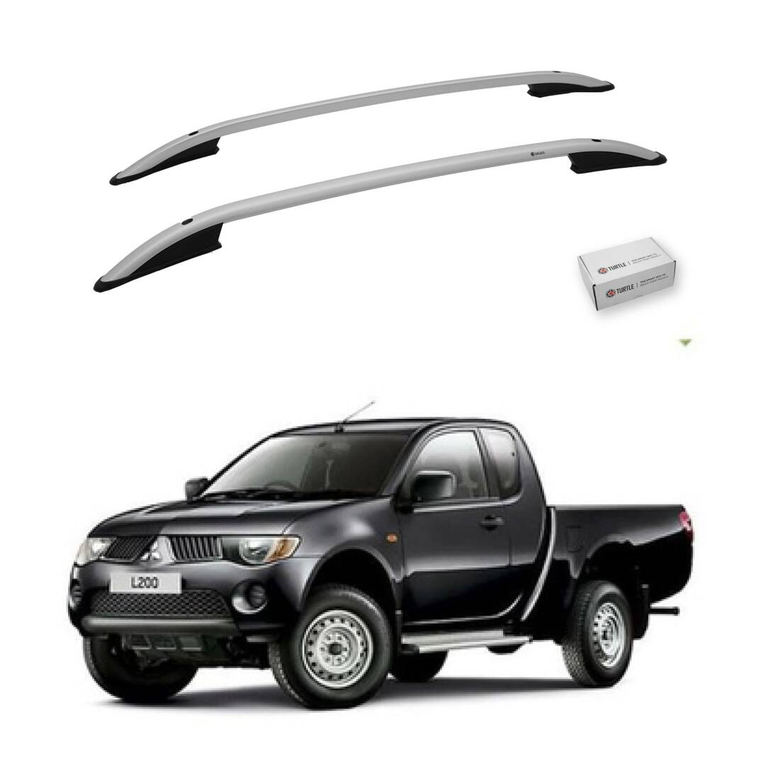 TURTLE Fits Mitsubishi L200 (Mk4) 2006-2014 Roof Rail Crown Silver - 1
