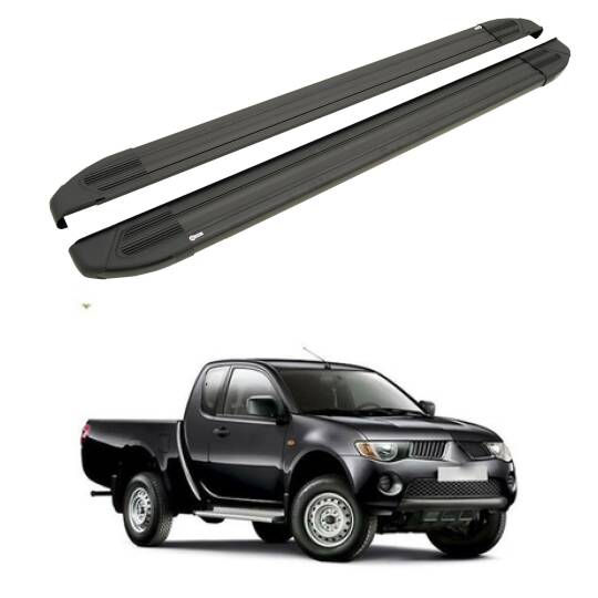 TURTLE Fits Mitsubishi L200 (Mk4) 2006-2014 Side Step Brillant Black