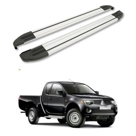 TURTLE Fits Mitsubishi L200 (Mk4) 2006-2014 Side Step Brillant Silver