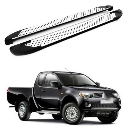 TURTLE Fits Mitsubishi L200 (Mk4) 2006-2014 Side Step Sapphire V1 Silver