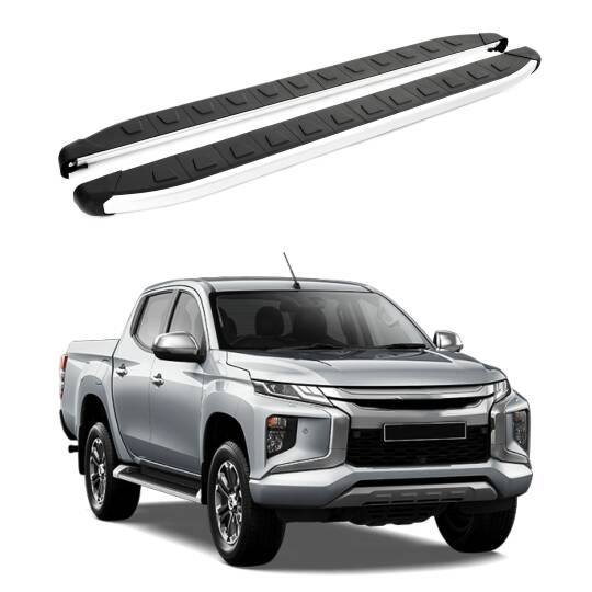TURTLE Fits Mitsubishi L200 (Mk5) 2015-2025 Side Step Alyans Silver