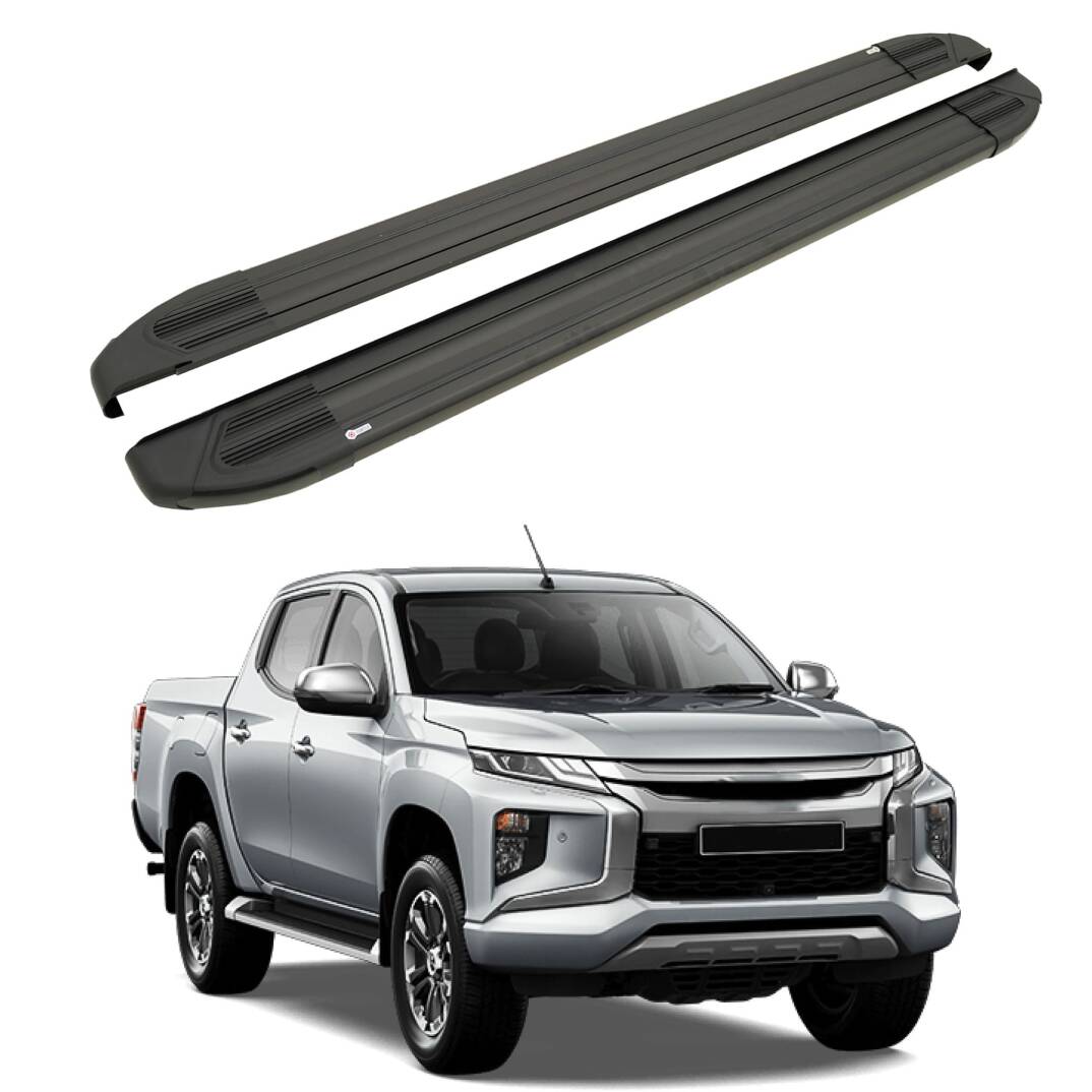 TURTLE Fits Mitsubishi L200 (Mk5) 2015-2025 Side Step Brillant Black - 1