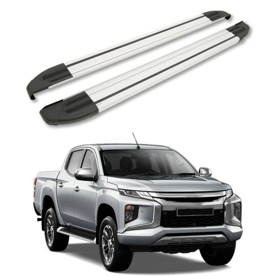 TURTLE Fits Mitsubishi L200 (Mk5) 2015-2025 Side Step Brillant Silver