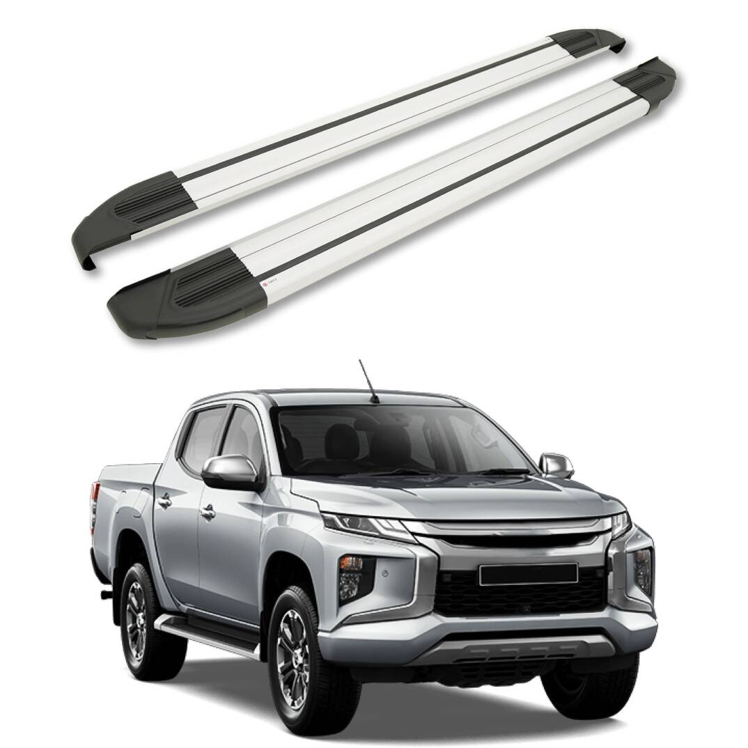 TURTLE Fits Mitsubishi L200 (Mk5) 2015-2025 Side Step Brillant Silver - 1