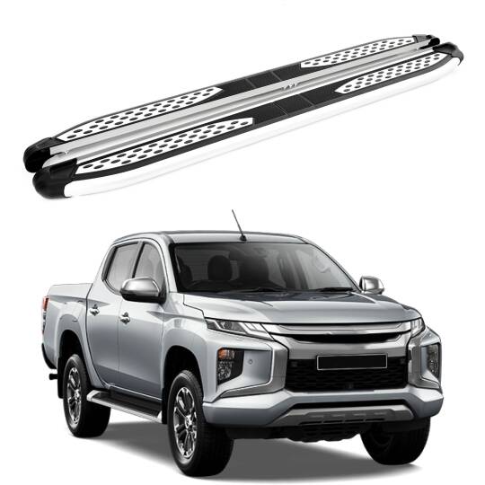 TURTLE Fits Mitsubishi L200 (Mk5) 2015-2025 Side Step Plus Silver
