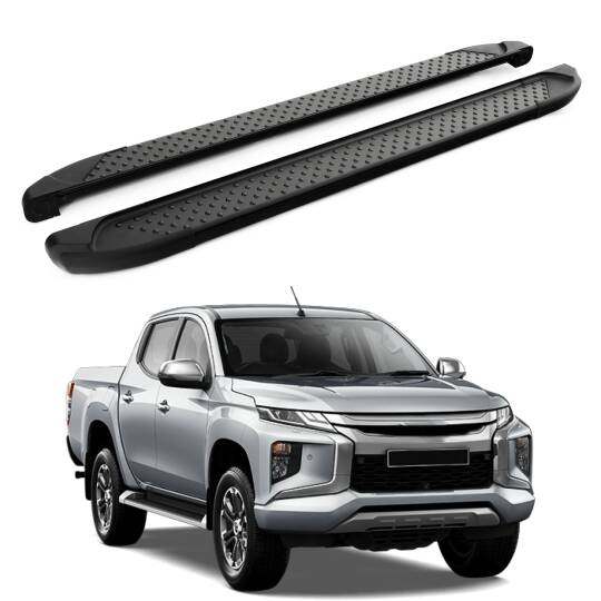 TURTLE Fits Mitsubishi L200 (Mk5) 2015-2025 Side Step Sapphire V1 Black