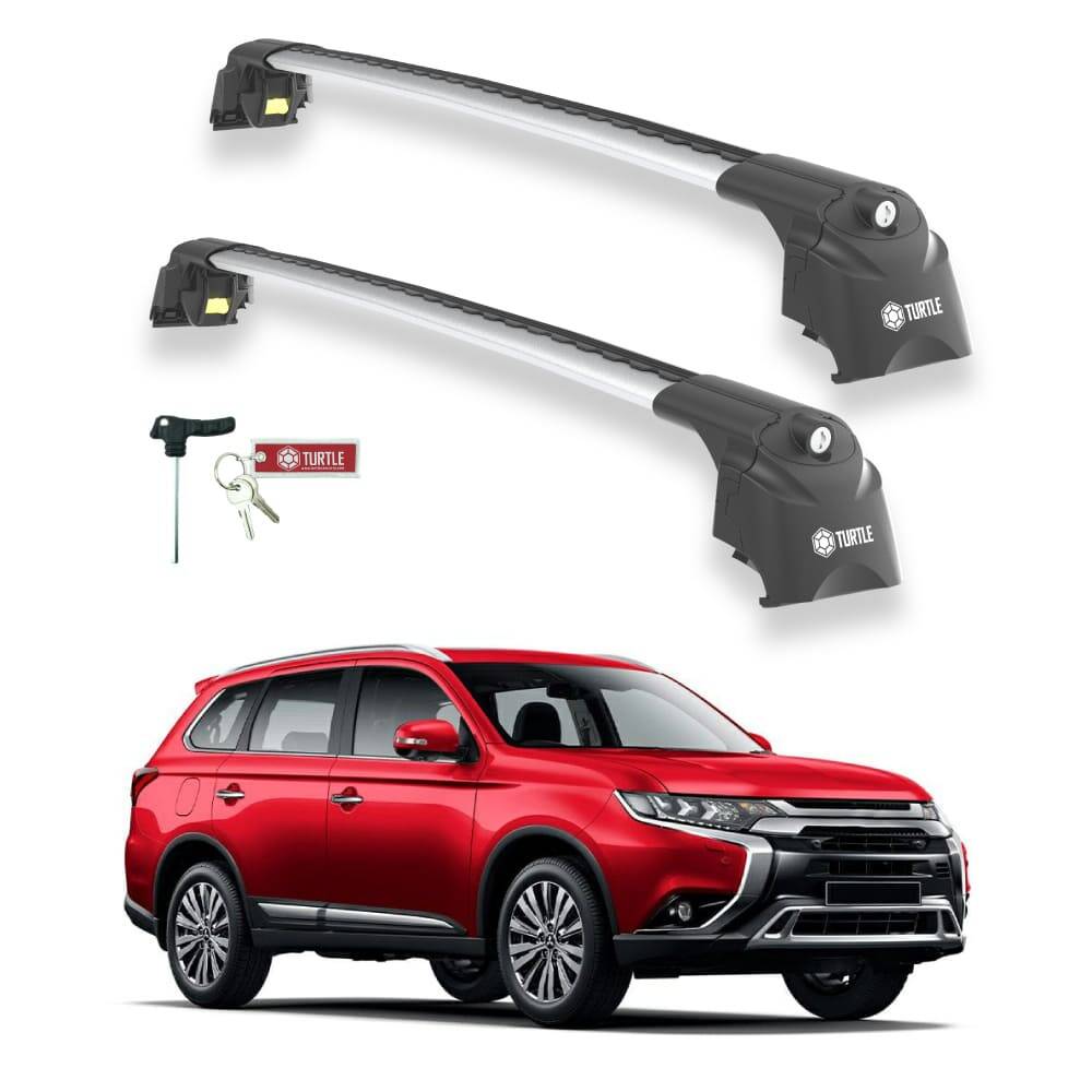 TURTLE Fits Mitsubishi Outlander (Mk3) 2013-2021 Roof Rack Air2 Silver - 1