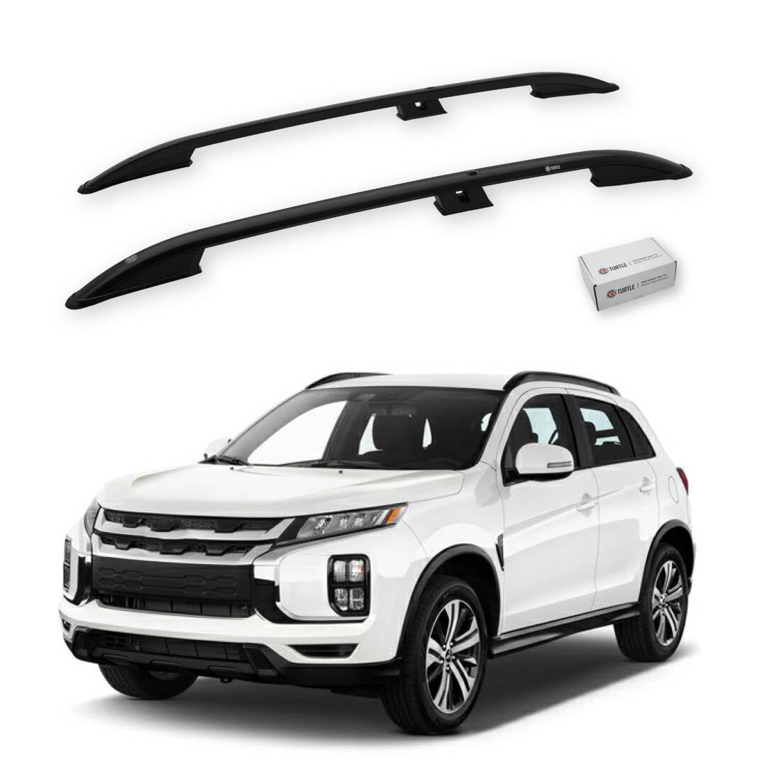 TURTLE Fits Mitsubishi Outlander Sport (Mk3) 2010-2022 Roof Rail Crown Black - 1