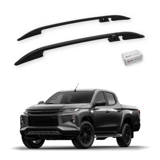 TURTLE Fits Mitsubishi Triton (Mk5) 2015-2025 Roof Rail Crown Black