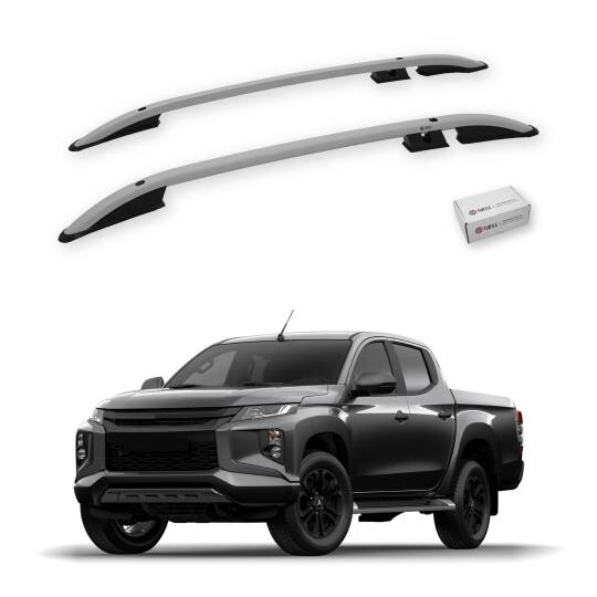 TURTLE Fits Mitsubishi Triton (Mk5) 2015-2025 Roof Rail Crown Silver