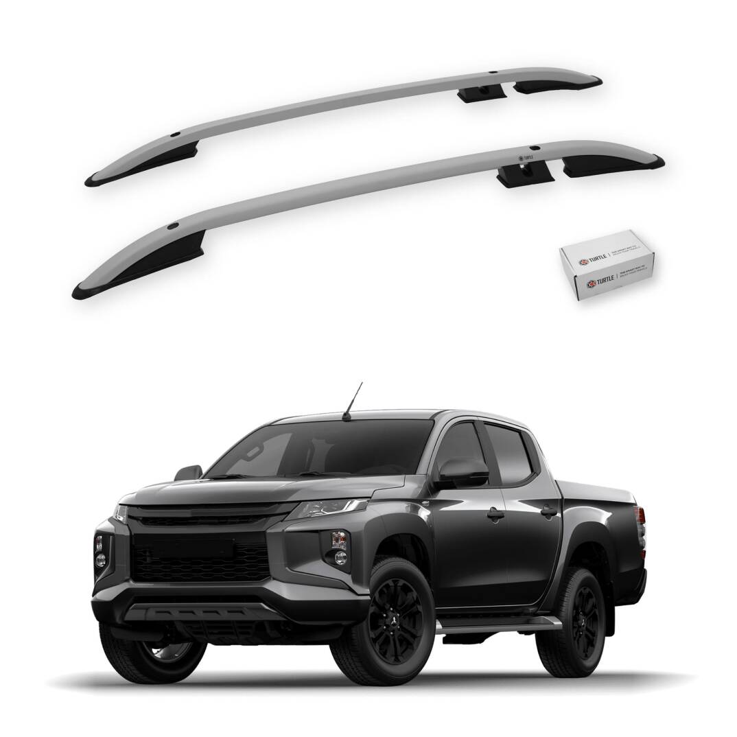 TURTLE Fits Mitsubishi Triton (Mk5) 2015-2025 Roof Rail Crown Silver - 1