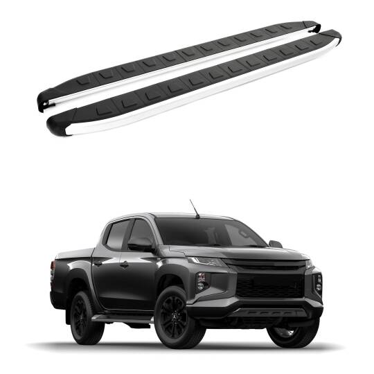 TURTLE Fits Mitsubishi Triton (Mk5) 2015-2025 Side Step Alyans Silver