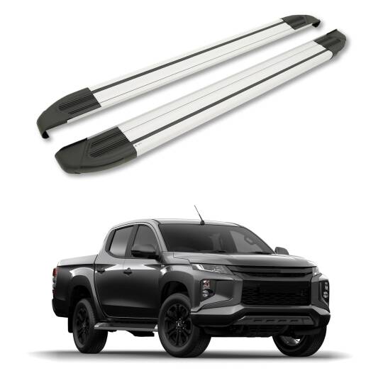 TURTLE Fits Mitsubishi Triton (Mk5) 2015-2025 Side Step Brillant Silver