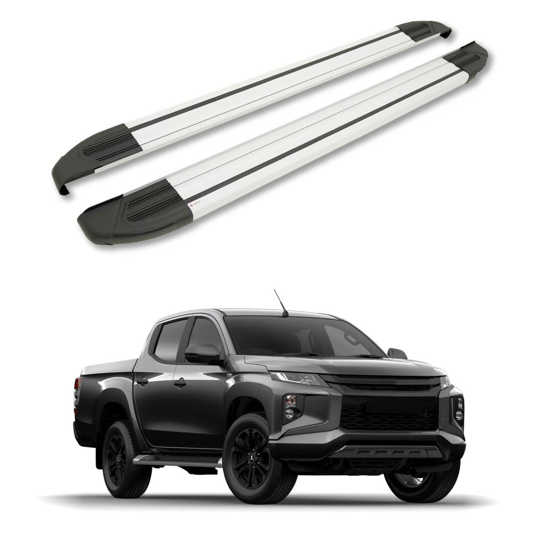 TURTLE Fits Mitsubishi Triton (Mk5) 2015-2025 Side Step Brillant Silver - 1