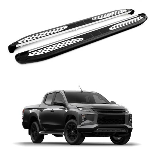 TURTLE Fits Mitsubishi Triton (Mk5) 2015-2025 Side Step Plus Black
