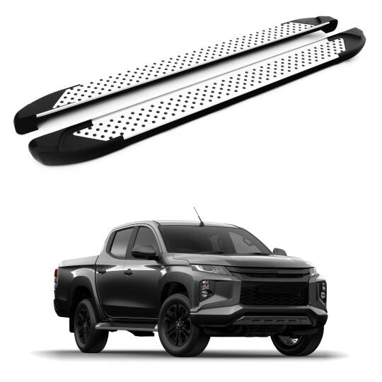TURTLE Fits Mitsubishi Triton (Mk5) 2015-2025 Side Step Sapphire V1 Silver
