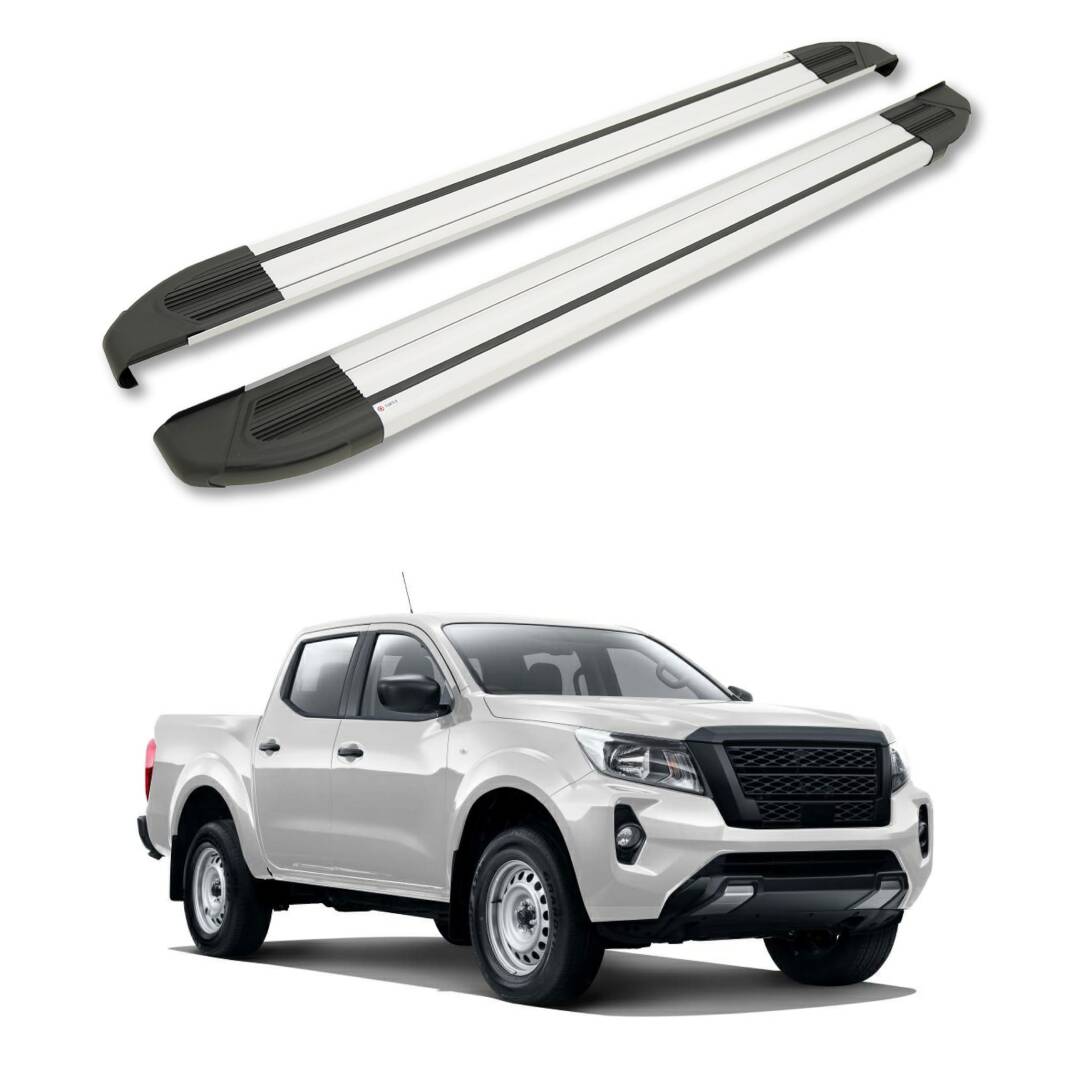 TURTLE Fits Nissan Navara (D23) 2015-2025 Side Step Brillant Silver - 1