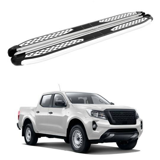 TURTLE Fits Nissan Navara (D23) 2015-2025 Side Step Plus Silver