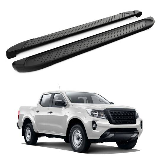 TURTLE Fits Nissan Navara (D23) 2015-2025 Side Step Sapphire V1 Black
