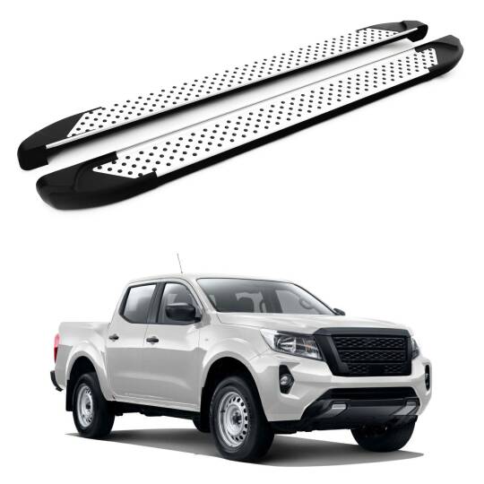 TURTLE Fits Nissan Navara (D23) 2015-2025 Side Step Sapphire V1 Silver