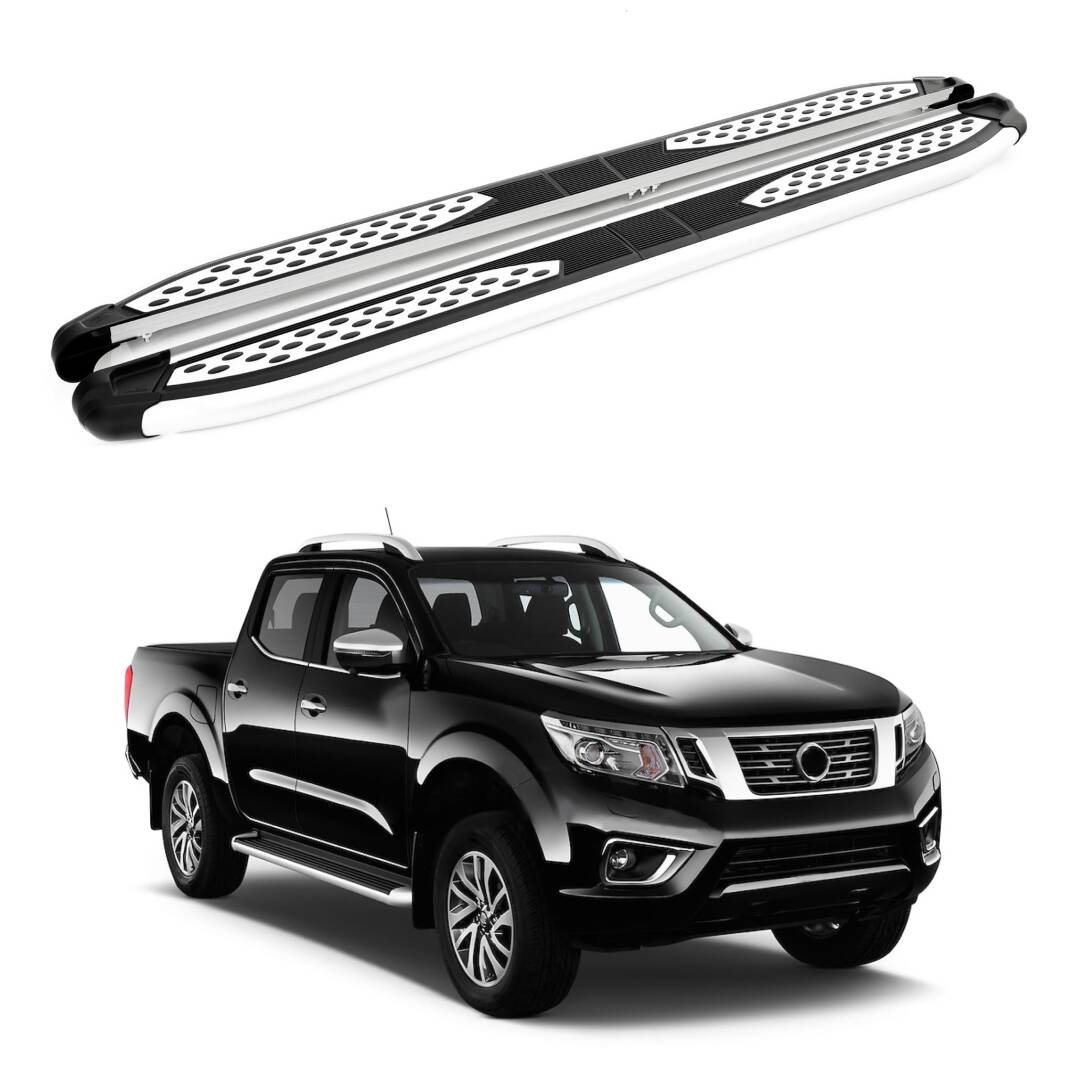 TURTLE Fits Nissan Np300 (D23) 2015-2025 Side Step Plus Silver - 1