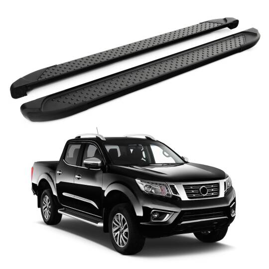 TURTLE Fits Nissan Np300 (D23) 2015-2025 Side Step Sapphire V1 Black