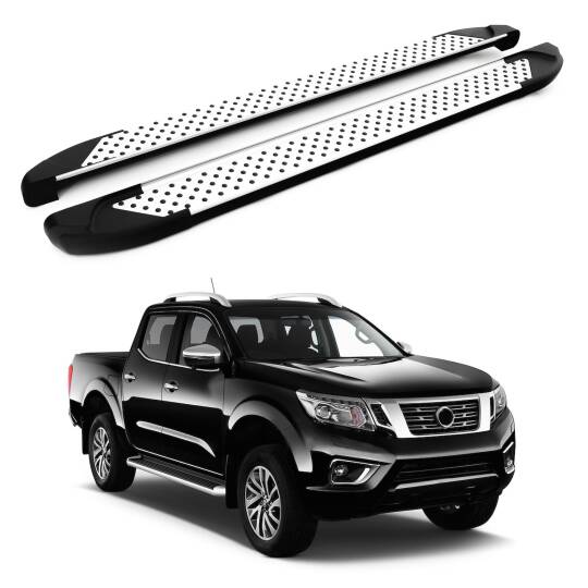 TURTLE Fits Nissan Np300 (D23) 2015-2025 Side Step Sapphire V1 Silver