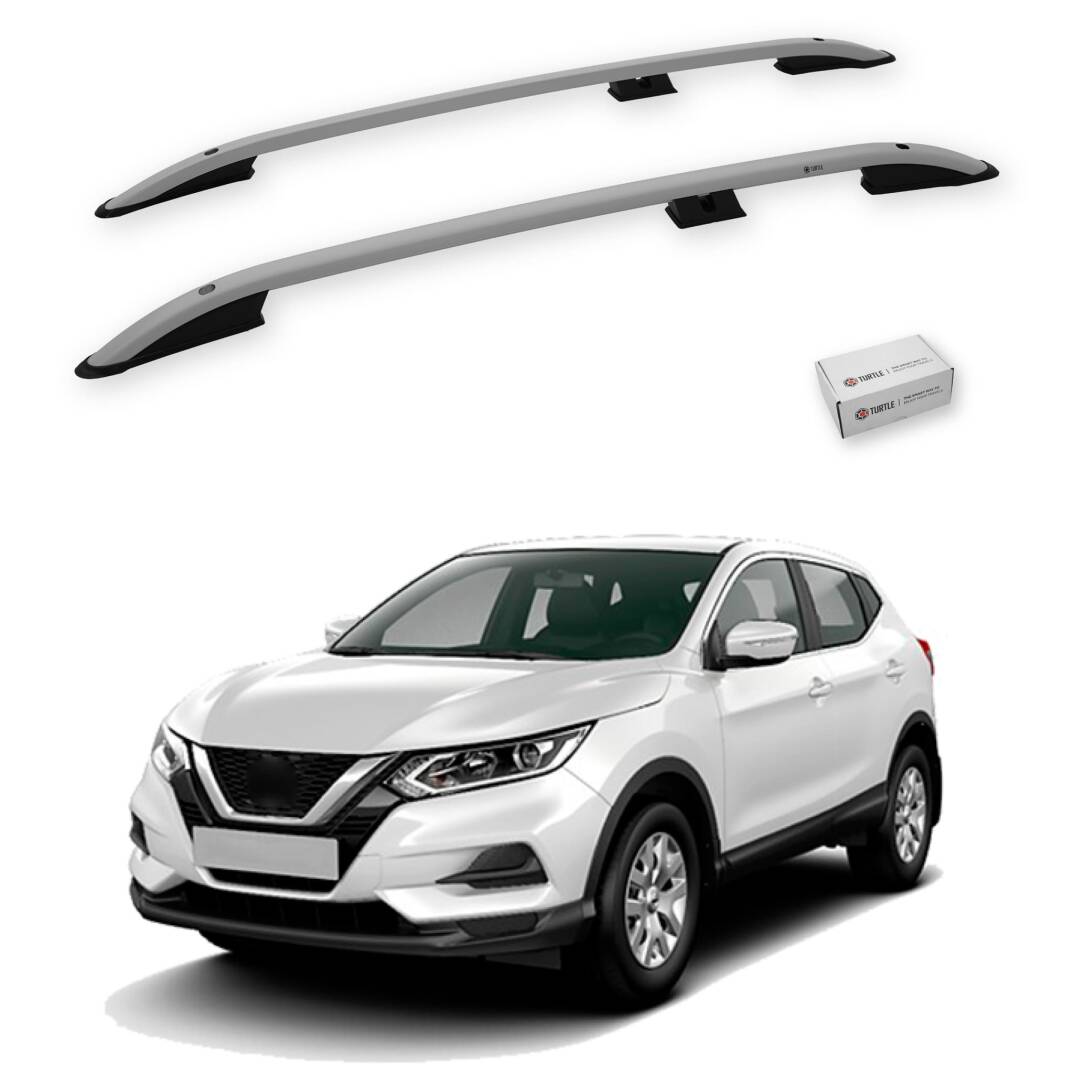 TURTLE Fits Nissan Qashqai (J11) 2014-2020 Roof Rail Crown Silver - 1