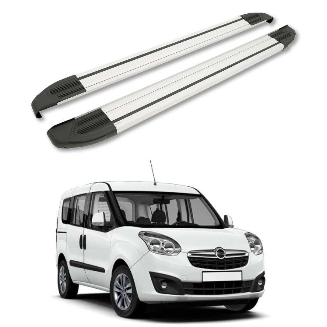 TURTLE Fits Opel Combo D 2012-2018 / Lwb Side Step Brillant Silver - 1