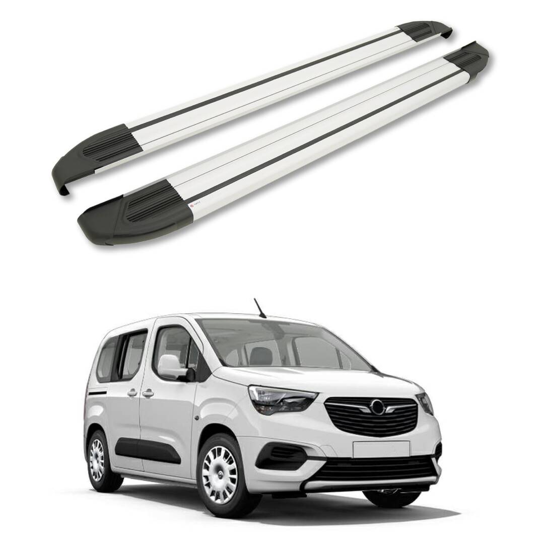 TURTLE Fits Opel Combo Life 2019-2025 / Lwb Side Step Brillant Silver - 1