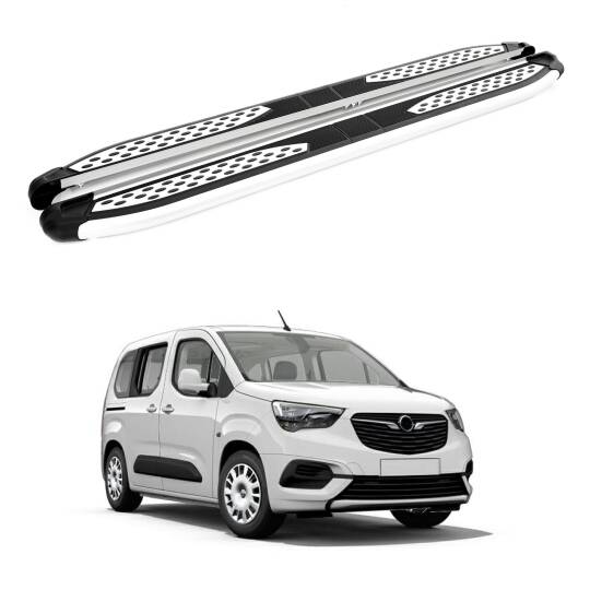 TURTLE kompatibel mit Opel Combo Life 2019-2025 / Lange Version Trittbrett Plus Grau