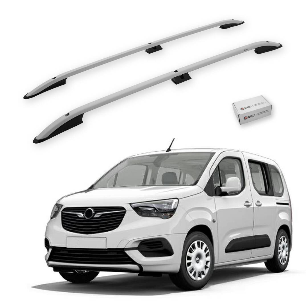 TURTLE Fits Opel Combo Life 2019-2025 / Swb Roof Rail Crown Silver - 1