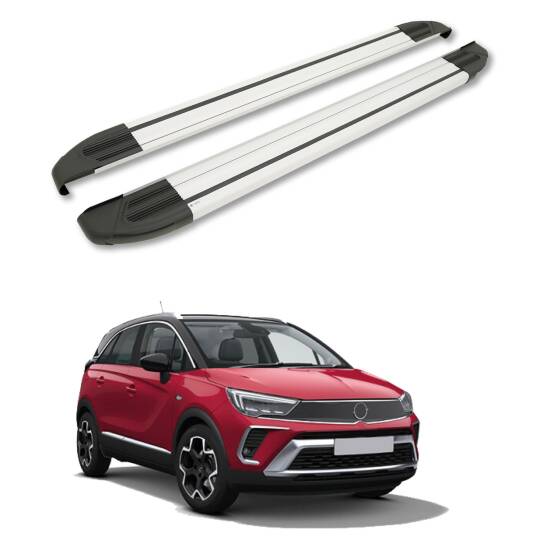 TURTLE Fits Opel Crossland 2020-2025 Side Step Brillant Silver
