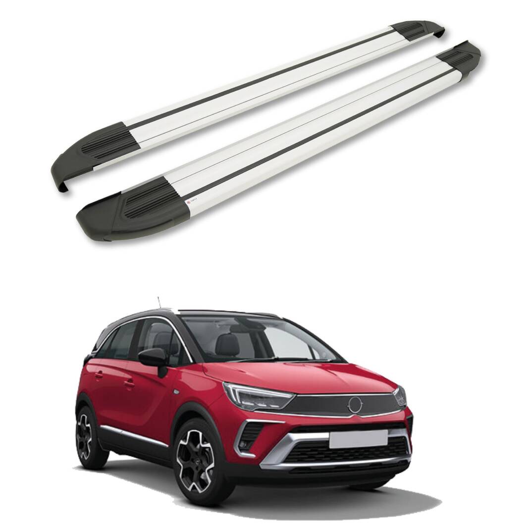 TURTLE Fits Opel Crossland 2020-2025 Side Step Brillant Silver - 1