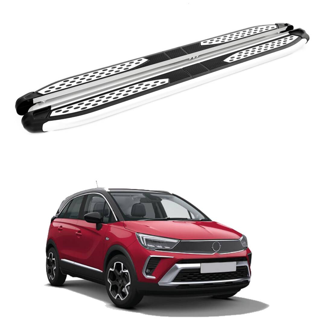 TURTLE Fits Opel Crossland 2020-2025 Side Step Plus Silver - 1