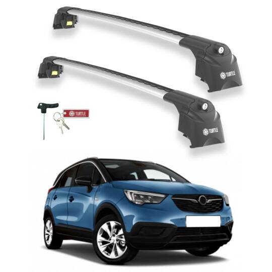 TURTLE Fits Opel Crossland X 2017-2020 Roof Rack Air2 Silver