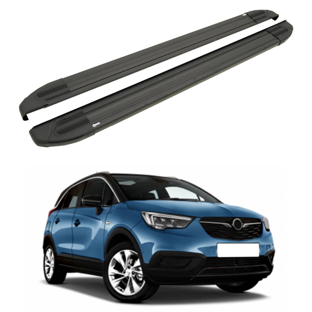 TURTLE Fits Opel Crossland X 2017-2020 Side Step Brillant Black - 1