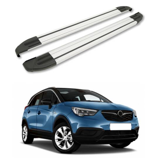 TURTLE Fits Opel Crossland X 2017-2020 Side Step Brillant Silver