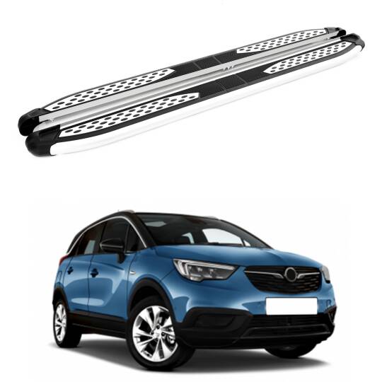 TURTLE Fits Opel Crossland X 2017-2020 Side Step Plus Silver