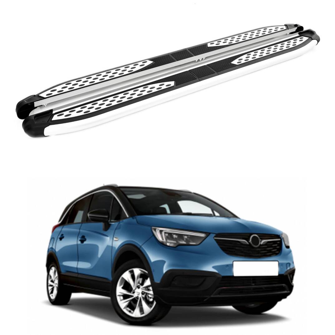TURTLE Fits Opel Crossland X 2017-2020 Side Step Plus Silver - 1