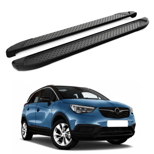 TURTLE Fits Opel Crossland X 2017-2020 Side Step Sapphire V1 Black