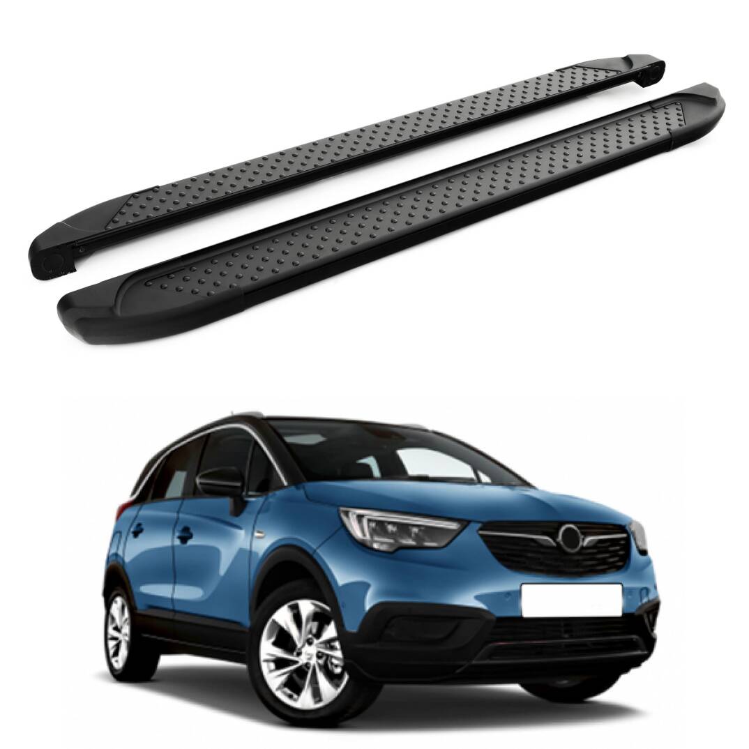 TURTLE Fits Opel Crossland X 2017-2020 Side Step Sapphire V1 Black - 1