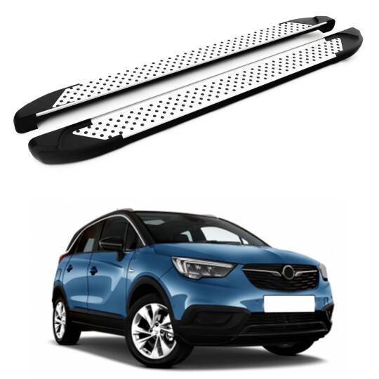 TURTLE Fits Opel Crossland X 2017-2020 Side Step Sapphire V1 Silver