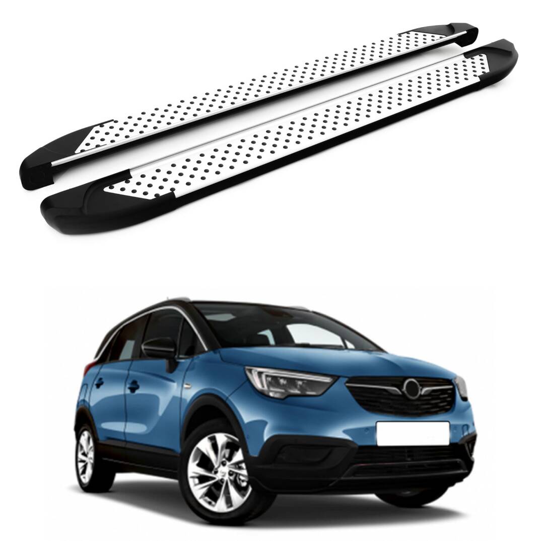 TURTLE Fits Opel Crossland X 2017-2020 Side Step Sapphire V1 Silver - 1