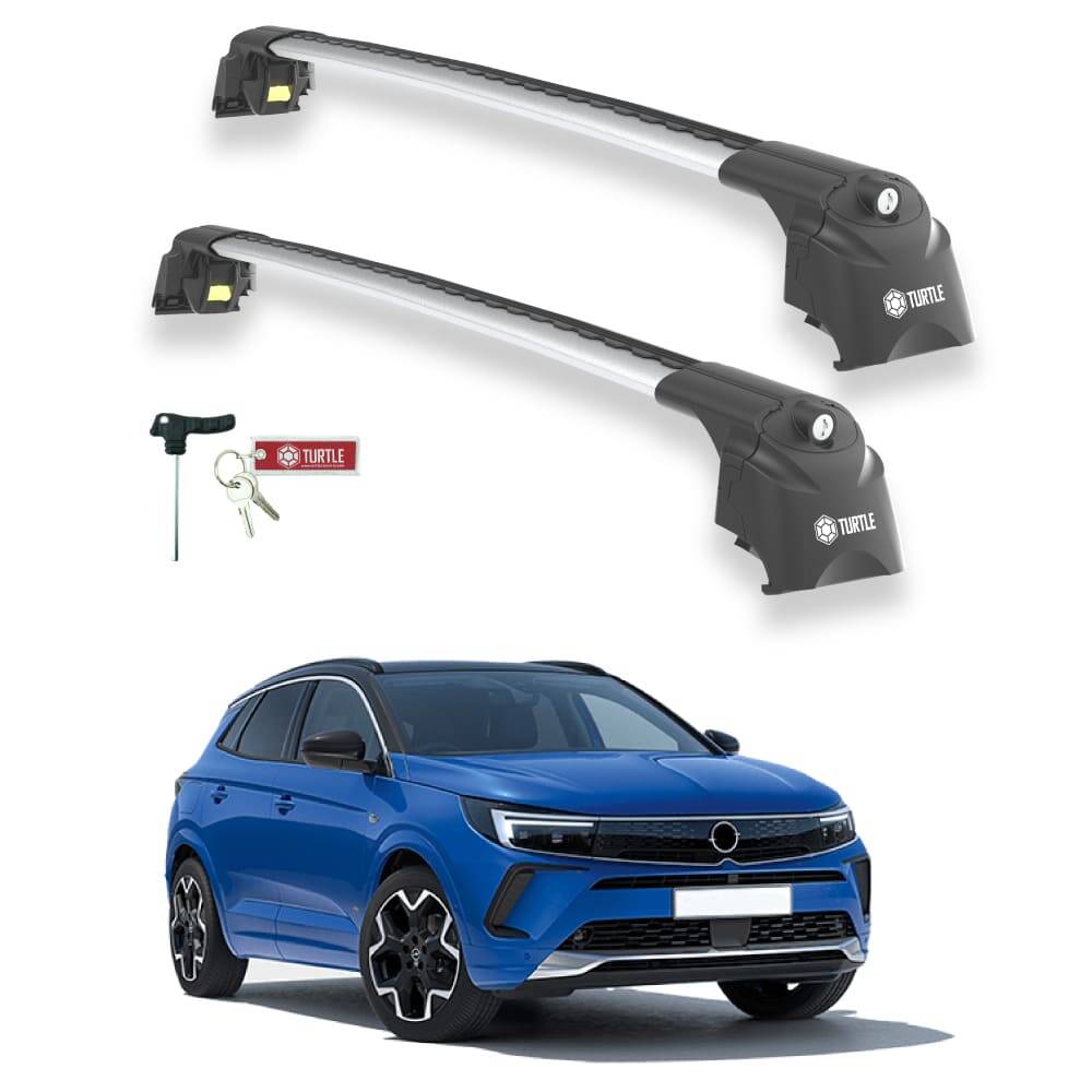 TURTLE Fits Opel Grandland X 2018-2021 Roof Rack Air2 Silver - 1