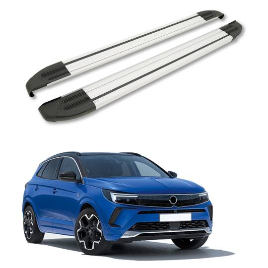 TURTLE Fits Opel Grandland X 2018-2021 Side Step Brillant Silver