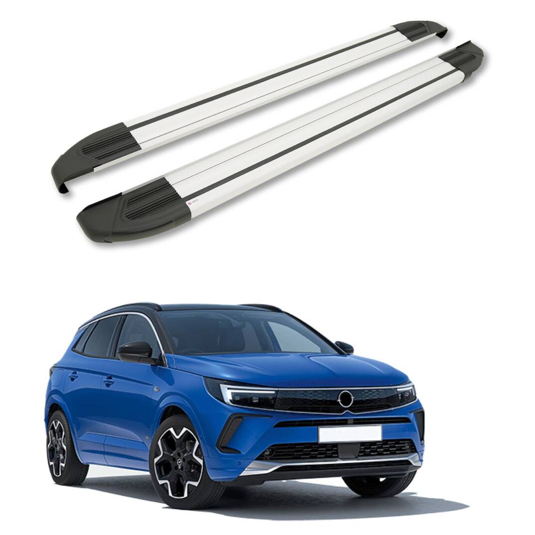 TURTLE Fits Opel Grandland X 2018-2021 Side Step Brillant Silver - 1