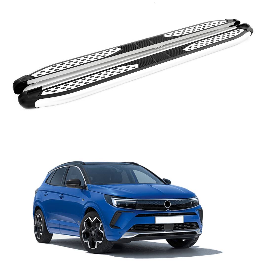 TURTLE Fits Opel Grandland X 2018-2021 Side Step Plus Silver - 1