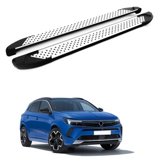 TURTLE Fits Opel Grandland X 2018-2021 Side Step Sapphire V1 Silver