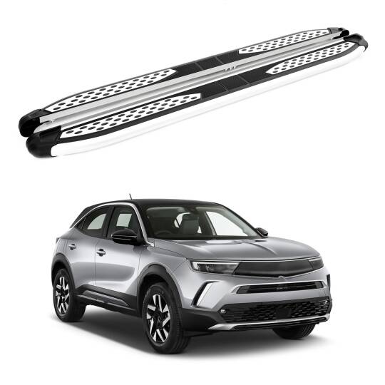 TURTLE Fits Opel Mokka 2021-2025 Side Step Plus Silver